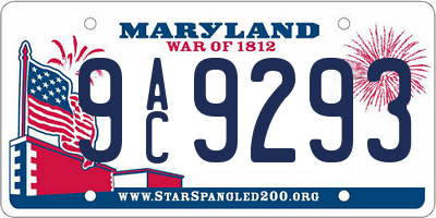 MD license plate 9AC9293