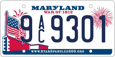 MD license plate 9AC9301