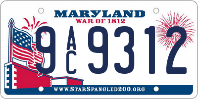MD license plate 9AC9312