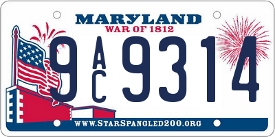 MD license plate 9AC9314
