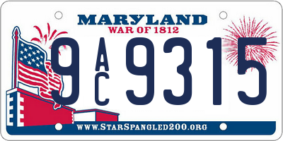 MD license plate 9AC9315