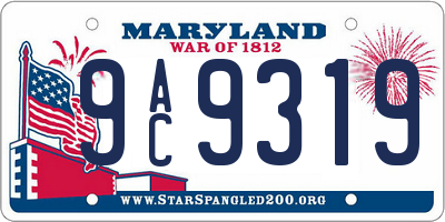 MD license plate 9AC9319