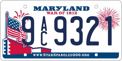 MD license plate 9AC9321