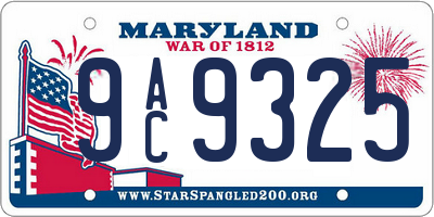 MD license plate 9AC9325