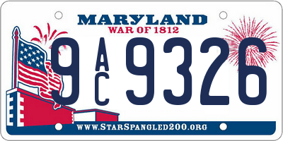MD license plate 9AC9326