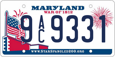 MD license plate 9AC9331