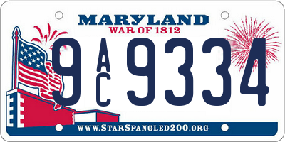 MD license plate 9AC9334
