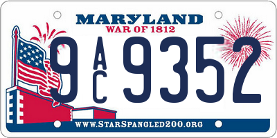 MD license plate 9AC9352