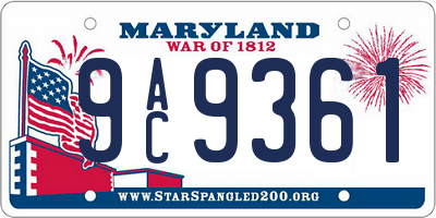 MD license plate 9AC9361