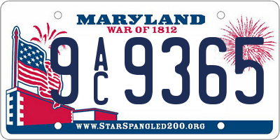 MD license plate 9AC9365