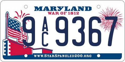 MD license plate 9AC9367