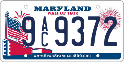 MD license plate 9AC9372