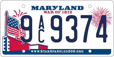 MD license plate 9AC9374
