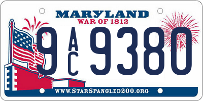 MD license plate 9AC9380