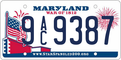 MD license plate 9AC9387