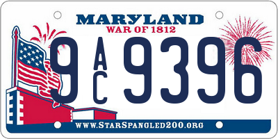 MD license plate 9AC9396