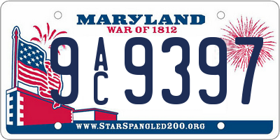 MD license plate 9AC9397