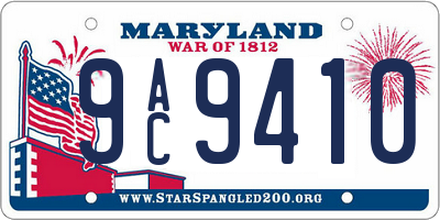 MD license plate 9AC9410