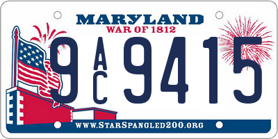 MD license plate 9AC9415