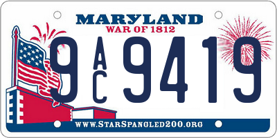 MD license plate 9AC9419