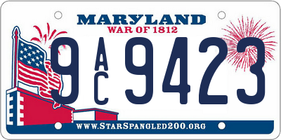 MD license plate 9AC9423