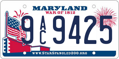 MD license plate 9AC9425