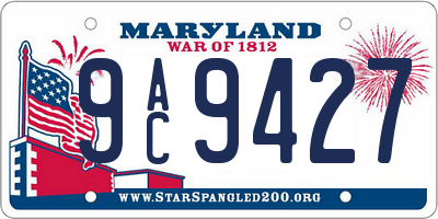 MD license plate 9AC9427