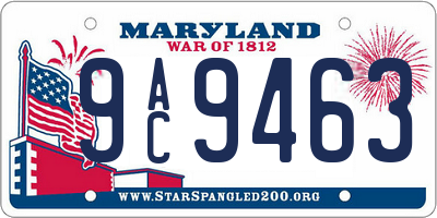 MD license plate 9AC9463