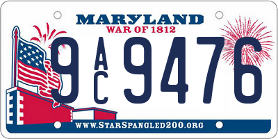 MD license plate 9AC9476