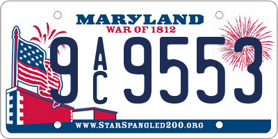 MD license plate 9AC9553