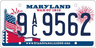 MD license plate 9AC9562