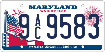 MD license plate 9AC9583