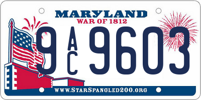 MD license plate 9AC9603