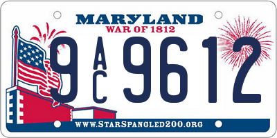 MD license plate 9AC9612