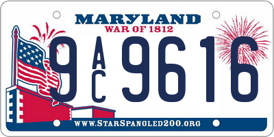 MD license plate 9AC9616