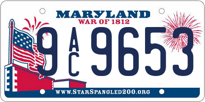 MD license plate 9AC9653