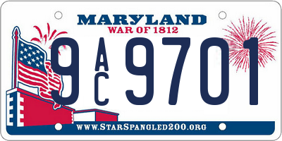 MD license plate 9AC9701