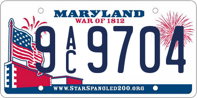 MD license plate 9AC9704