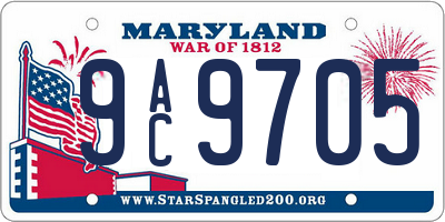 MD license plate 9AC9705