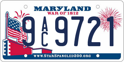 MD license plate 9AC9721