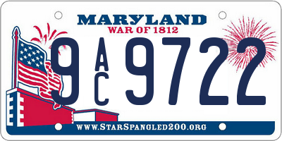 MD license plate 9AC9722