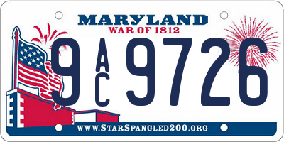 MD license plate 9AC9726