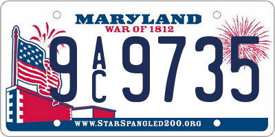 MD license plate 9AC9735