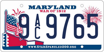 MD license plate 9AC9765