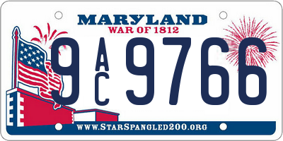 MD license plate 9AC9766