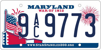 MD license plate 9AC9773