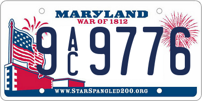 MD license plate 9AC9776