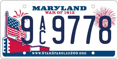 MD license plate 9AC9778