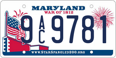 MD license plate 9AC9781