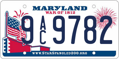 MD license plate 9AC9782